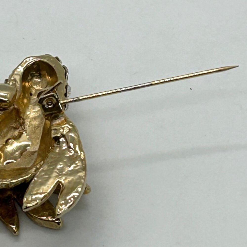 Vintage Hummingbird Brooch Rhinestone Accents Enameled Wings Gold-Tone Nature - Picture 15 of 16